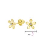 Tiny CZ Accent Daisy Flower Stud Earrings 14K Gold Screw Back Cubic Zirconia - Image 4