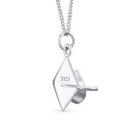 Graduate Gift Sterling Silver Pendant Necklace with Graduation Cap Hat Design - Image 5
