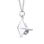 Graduate Gift Sterling Silver Pendant Necklace with Graduation Cap Hat Design
