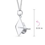Graduate Gift Sterling Silver Pendant Necklace with Graduation Cap Hat Design - Image 4