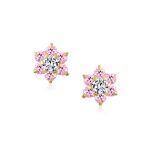 Tiny CZ Cubic Zirconia Flower Stud Earrings Real 14K Gold Screw back - Image 6