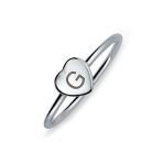 Tiny Blank Heart Shape for Initial Monogram Signet Ring .925 Sterling Silver - Image 6