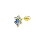 Cartilage Ear Stud Minimalist Gemstone CZ Birthstone Flower 14K Gold Earring