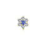 Cartilage Ear Stud Minimalist Gemstone CZ Birthstone Flower 14K Gold Earring - Image 2