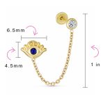 Blue CZ Evil Eye Protection 10K Gold Ear Cuff Cartilage - Image 3