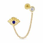 Blue CZ Evil Eye Protection 10K Gold Ear Cuff Cartilage