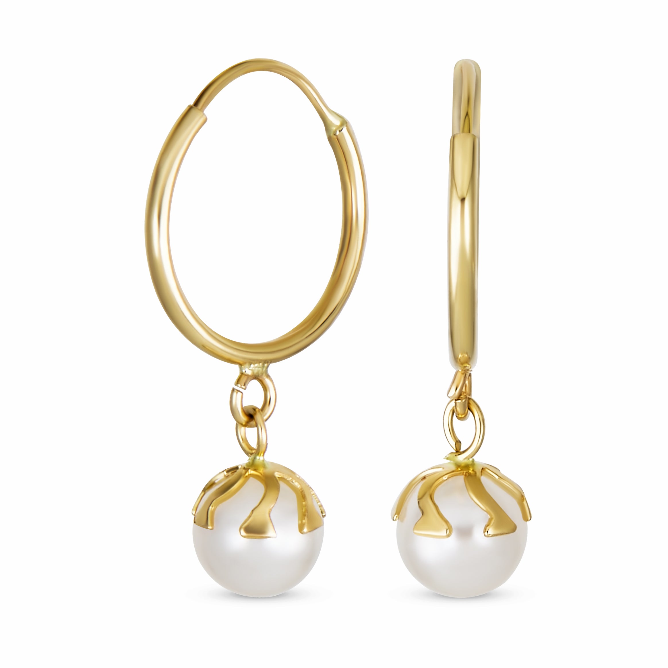 tiny_freshwater_pearl_dangle_bro-10k440-j-1 Petite 10K Gold Dangle Earrings with Freshwater Pearl - June Birthstone - Image 1