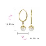 Petite 10K Gold Dangle Earrings with Freshwater Pearl - June Birthstone - Image 4