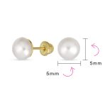Tiny 10K Gold Freshwater Cultured Button Pearl Stud Earrings June Birthstone - Image 7