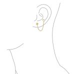 Unisex 10K Gold Ear Cuff Cartilage Double Piercing Chain Moon & Star Earring - Image 2