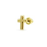 Tiny Minimalist 14K Gold Cross Cartilage Ear Stud for Helix & Daith Piercing