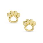 Pet Lover Paw Print Stud Earrings and Safety Clutch 10K Gold - Image 2