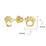 Pet Lover Paw Print Stud Earrings and Safety Clutch 10K Gold - Image 4
