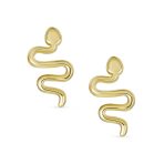 Minimalist Snake Stud Earrings in 14K Yellow Gold with Safety Clutch Screw Back - Image 2