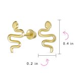 Minimalist Snake Stud Earrings in 14K Yellow Gold with Safety Clutch Screw Back - Image 4