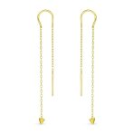 Minimalist Tiny Arrow Chain Threader Earrings 14K Gold Plated .925 Sterling Silver - Image 2