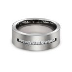 Wide CZ Channel Set Titanium Wedding Band Ring for Men Silver Tone Titanium - Image 3