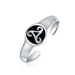 Set of 2 BFF Celtic Claddagh Heart & Trinity Knot  Midi Toe Ring Sterling Silver - Image 2