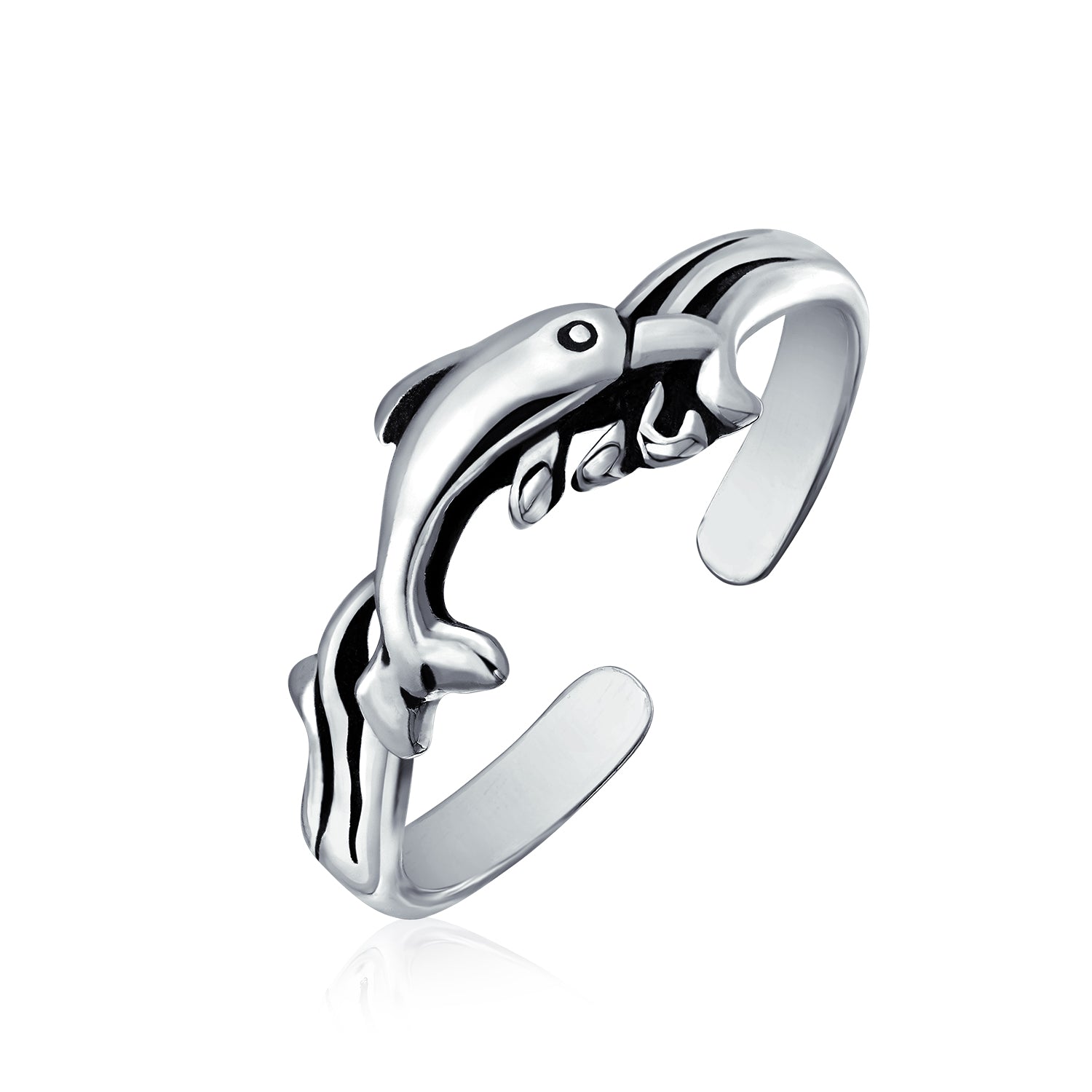 toe-ring-dolphin-silver-midi_pmr-r11031-az_1 Nautical Aloha Dolphin Toe MidiRing in Polished Sterling Silver Design - Image 1