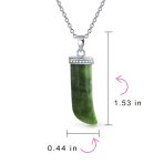 Italian Horn Pendant & Green Jade Hoop Earrings Jewelry Set Sterling Silver - Image 4
