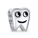 Set of 2 Smiling Tooth and Fairy Dentist Charm Bead Oxidized Sterling Silver - Image 2
