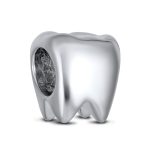 Smiling Tooth Fairy Charm Bead in Oxidized Sterling Silver for European Bracelet - Image 2