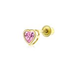 Tiny Cubic Zirconia Heart Cartilage Ear Stud 14K Gold Simulated Birthstone 4MM