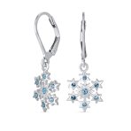 Delicate Holiday Dangle Chandelier Earrings with Snowflake Star Sterling Silver