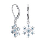 Delicate Holiday Dangle Chandelier Earrings with Snowflake Star Sterling Silver