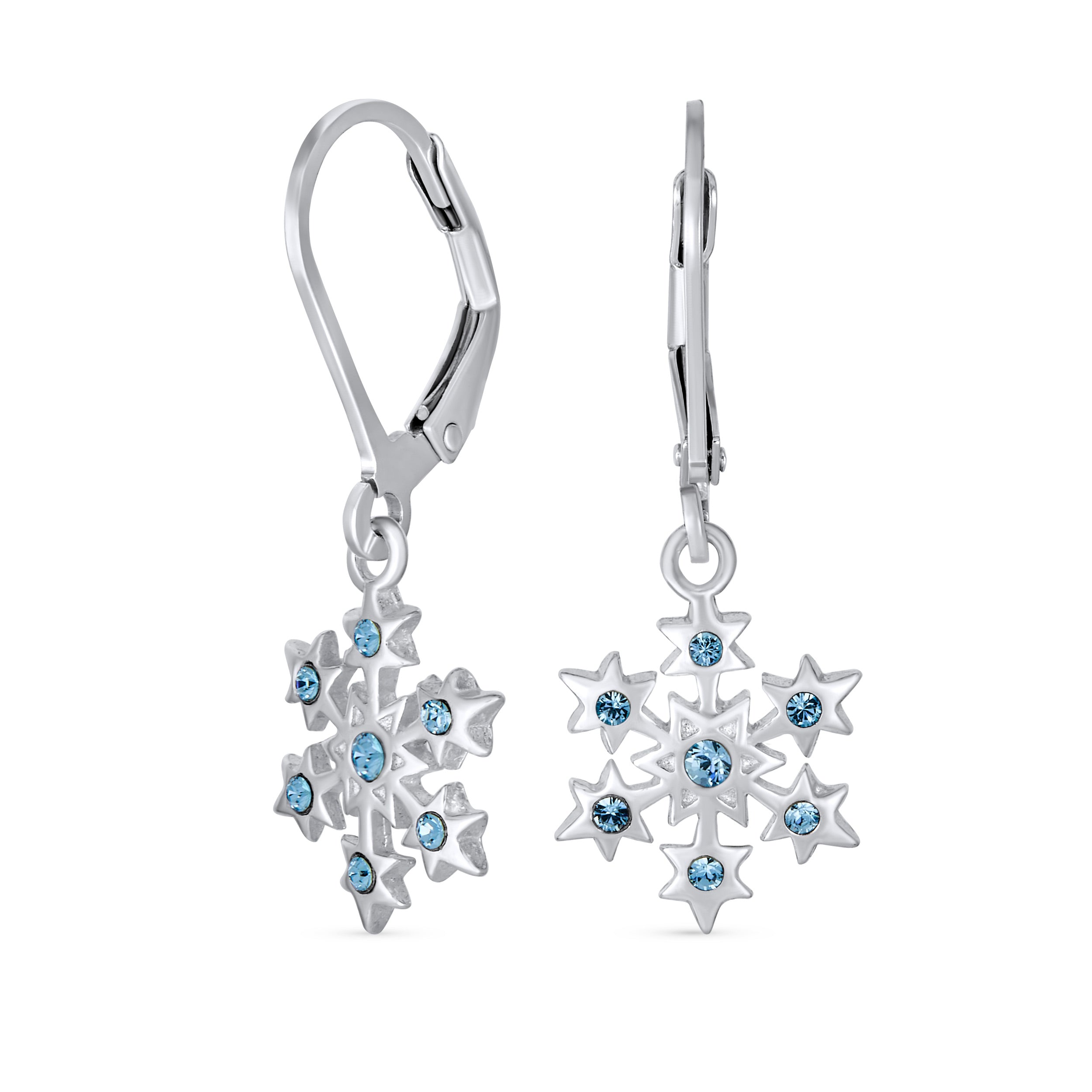 topaz-snowflake-silver-leverback-cz__mma-62297-az-1_8fbe4238-d009-45fa-89c5-362c7e79bf93 Delicate Holiday Dangle Chandelier Earrings with Snowflake Star Sterling Silver - Image 1