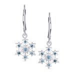 Delicate Holiday Dangle Chandelier Earrings with Snowflake Star Sterling Silver - Image 2