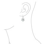 Delicate Holiday Dangle Chandelier Earrings with Snowflake Star Sterling Silver - Image 3