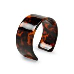 Fashion Statement Brown Golden Acrylic Marbled Tortoise Shell Wide Cuff Bangle - Image 2