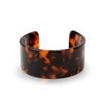 Fashion Statement Brown Golden Acrylic Marbled Tortoise Shell Wide Cuff Bangle