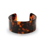 Fashion Statement Brown Golden Acrylic Marbled Tortoise Shell Wide Cuff Bangle