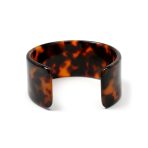 Fashion Statement Brown Golden Acrylic Marbled Tortoise Shell Wide Cuff Bangle - Image 4