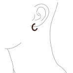 Brown Acrylic Tortoise Shell Hoop Huggies Earrings Stainless Steel 1 Inch - Image 2