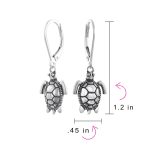 Hawaiian Sea Turtle Dangle Earrings in Oxidized  Sterling Silver - Image 4