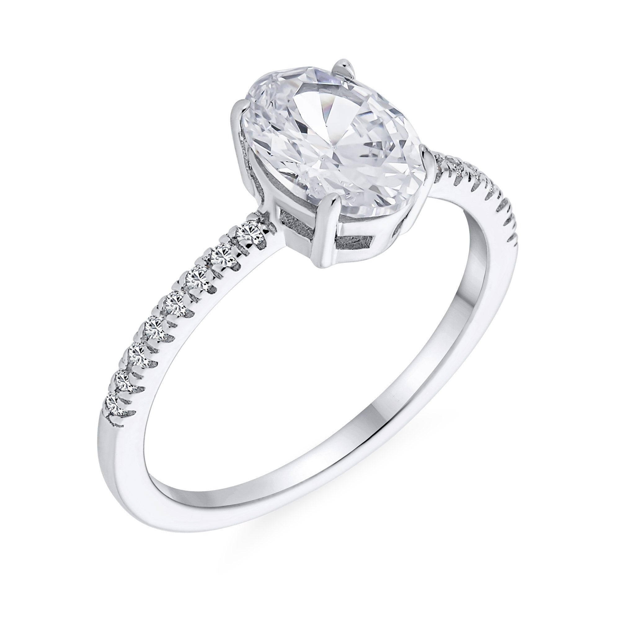 traditional-cz-brilliant-cut-solitaire-thin-oa-11os217rh_01 Classic .925 Sterling Silver 2CT Oval CZ Solitaire Engagement Ring with Pave Thin Band - Image 1
