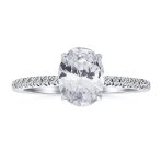 Classic .925 Sterling Silver 2CT Oval CZ Solitaire Engagement Ring with Pave Thin Band - Image 2