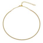 Cable Twist Choker Necklace 14K Yellow Gold Plated