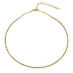 Cable Twist Choker Necklace 14K Yellow Gold Plated