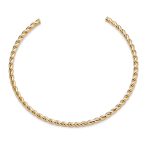 Rope Cable Twist Choker Necklace 14K Yellow Gold Plated