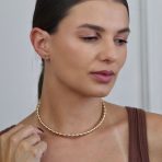 Rope Cable Twist Choker Necklace 14K Yellow Gold Plated - Image 3