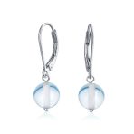 Simple Gemstone 8MM Drop Ball Earrings Secure Hinge Lever Back Sterling Silver - Image 16