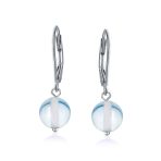 Simple Gemstone 8MM Drop Ball Earrings Secure Hinge Lever Back Sterling Silver - Image 32