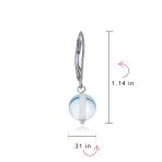 Simple Gemstone 8MM Drop Ball Earrings Secure Hinge Lever Back Sterling Silver - Image 64
