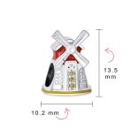 Travel Landmark Dutch Windmill Enamel Charm Bead .925 Sterling Silver for Bracelet - Image 4