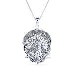 Rising Sun Celtic Knot Tree Of Life Pendant Necklace in Sterling Silver