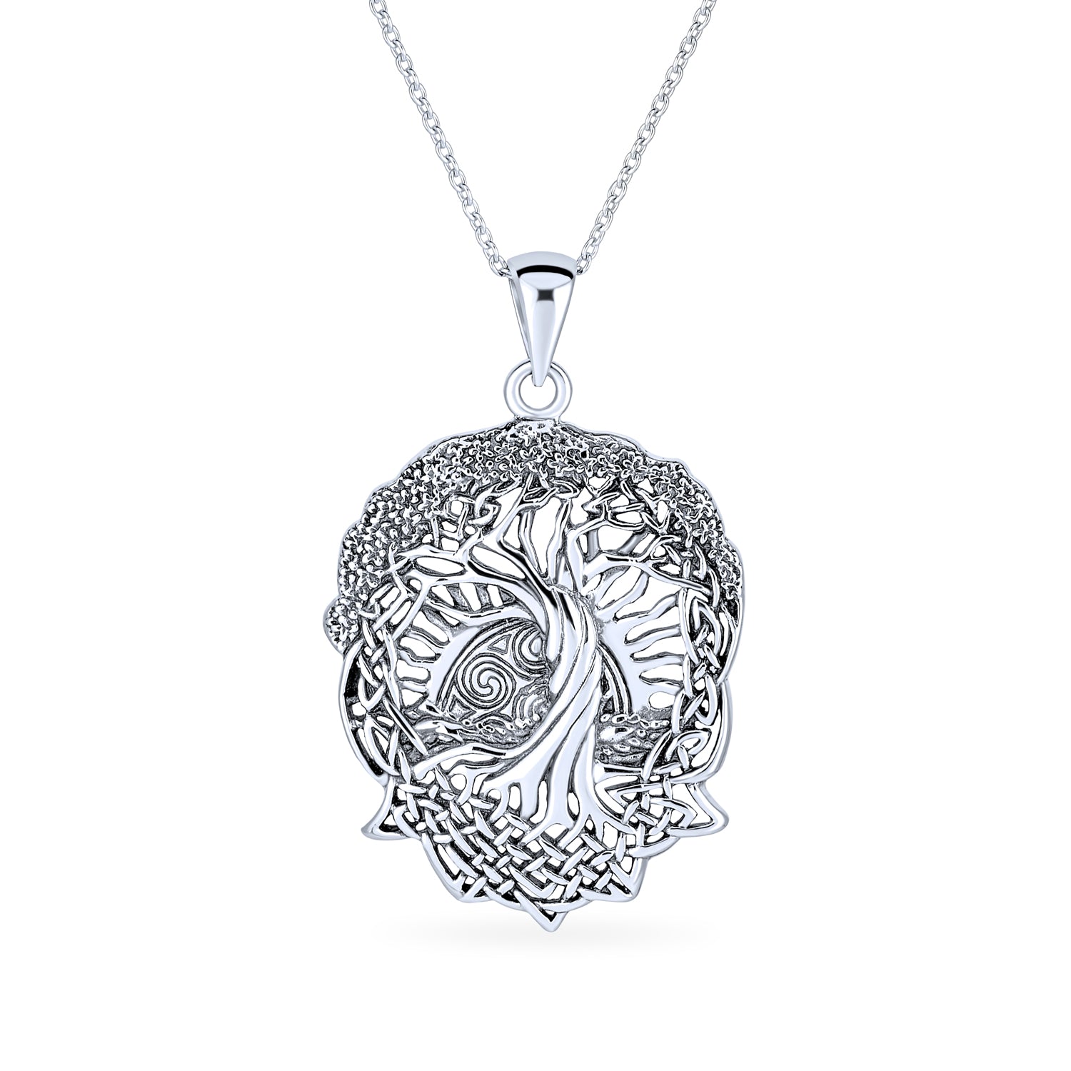 tree-celtic-knot-pendant-sun_ps-tpd974_1 Rising Sun Celtic Knot Tree Of Life Pendant Necklace in Sterling Silver - Image 1